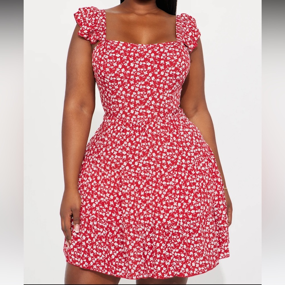 Red Floral Dress NWT